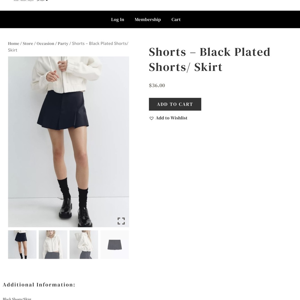 Zara Black Pleated Women's Skorts